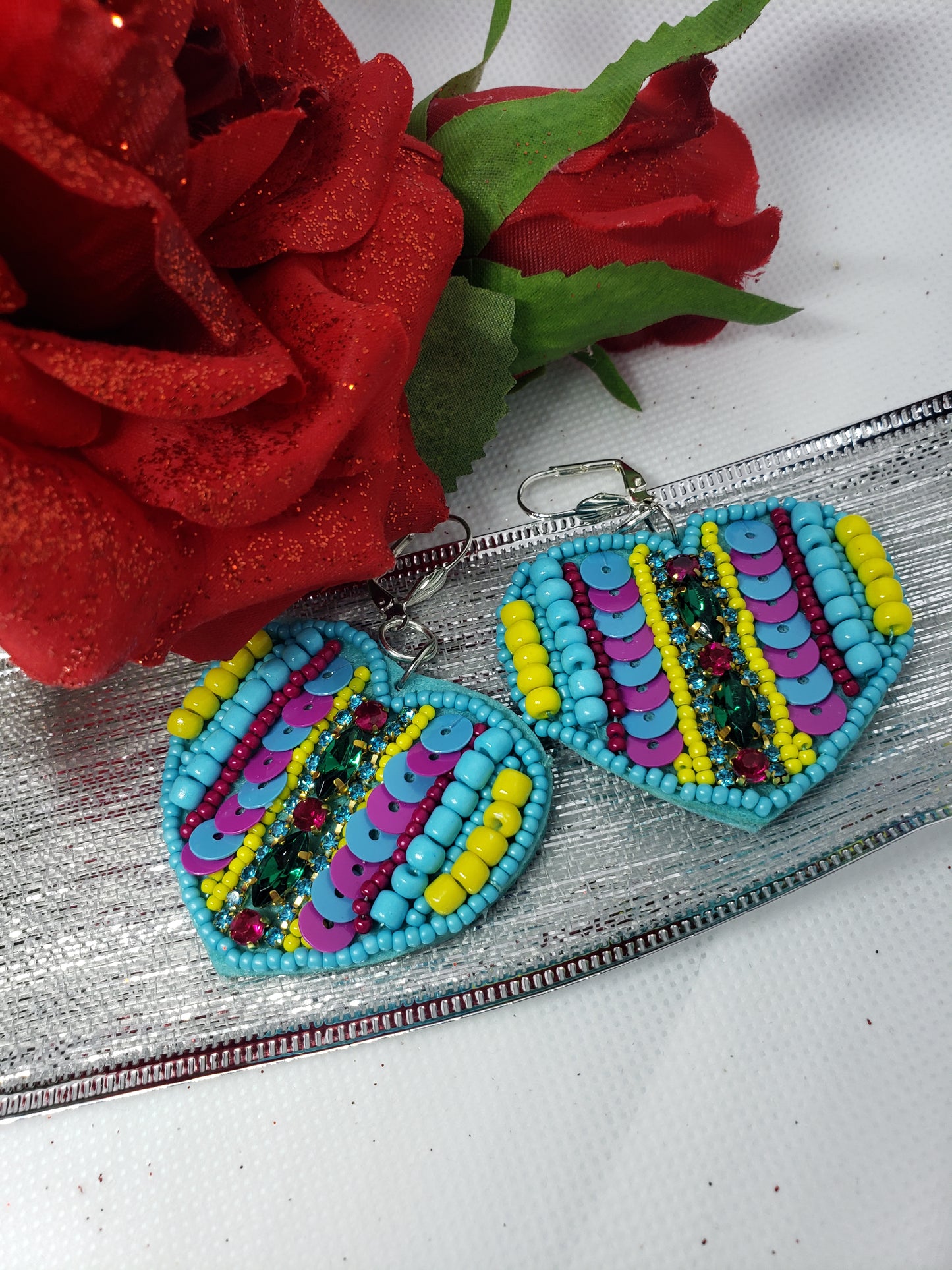 Beaded Heart Earrings