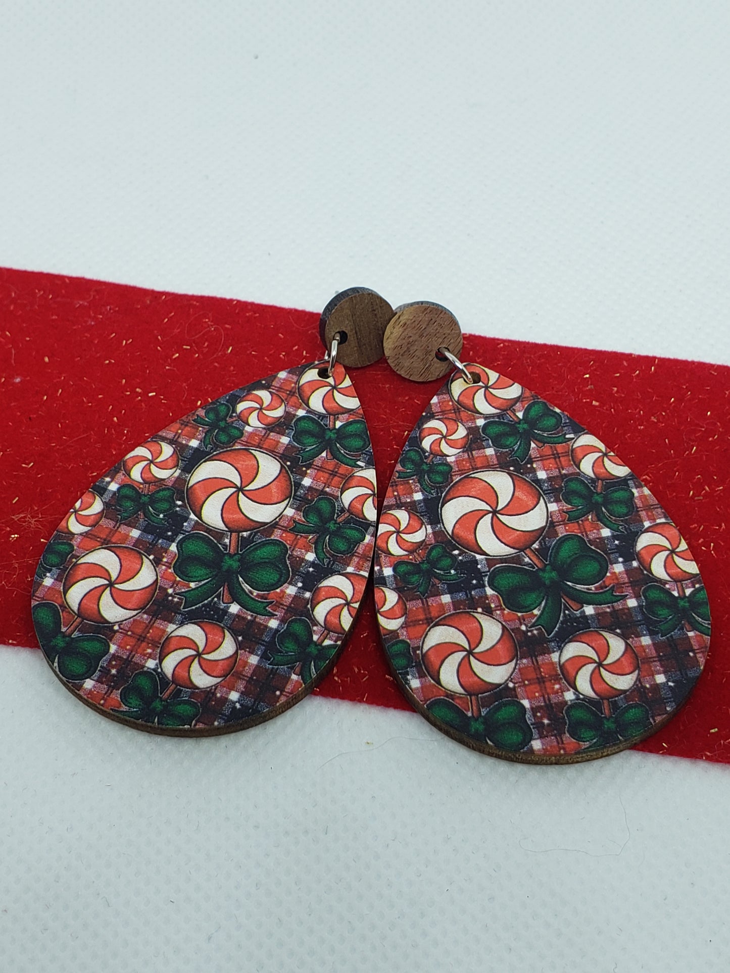 Wooden Christmas Earrings