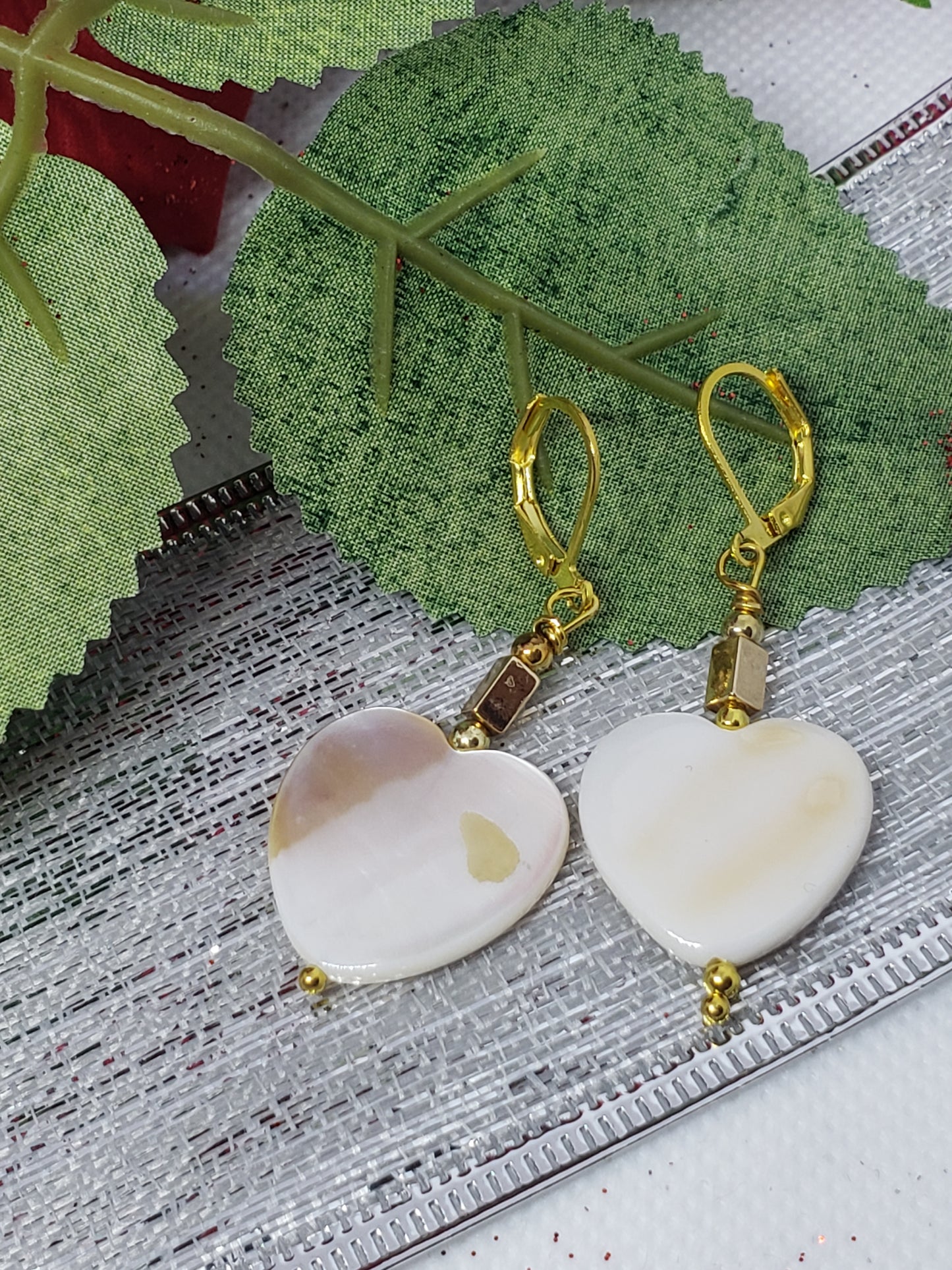White Heart Earrings