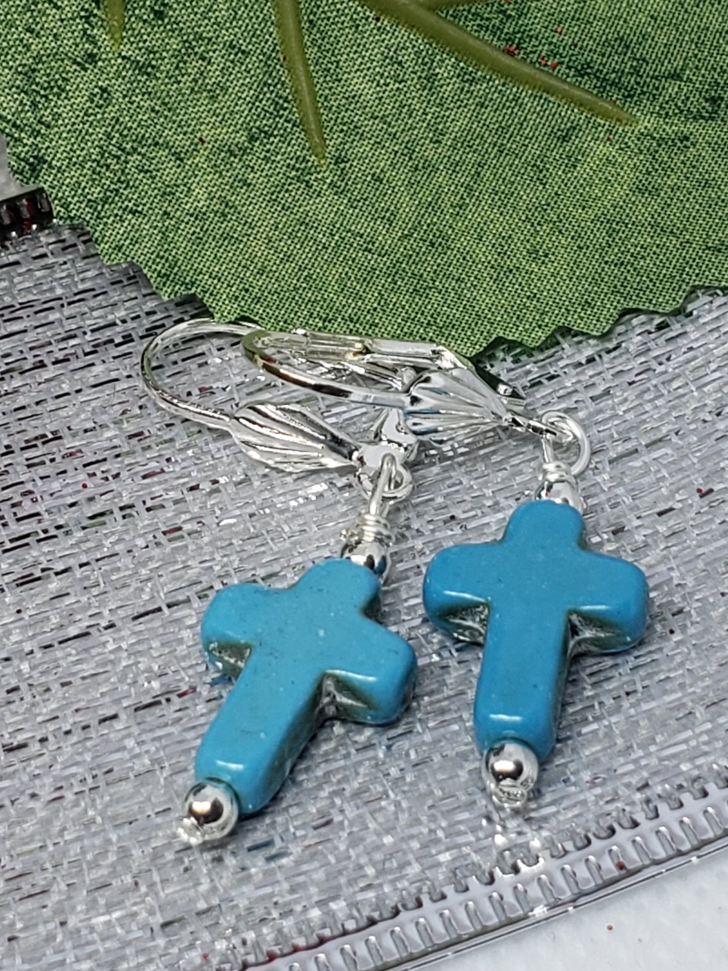 Blue Cross Earrings