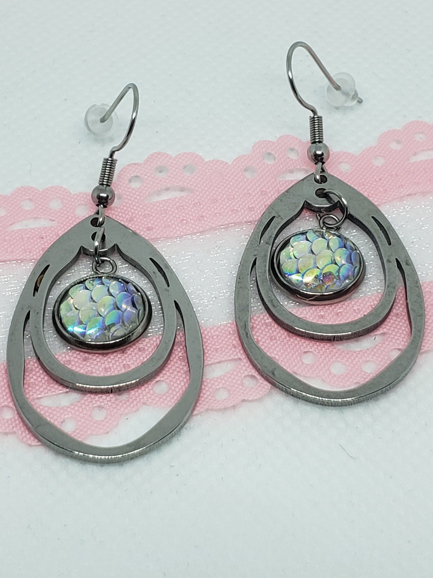 Silver Tide Scale Hoops (4 colors available)