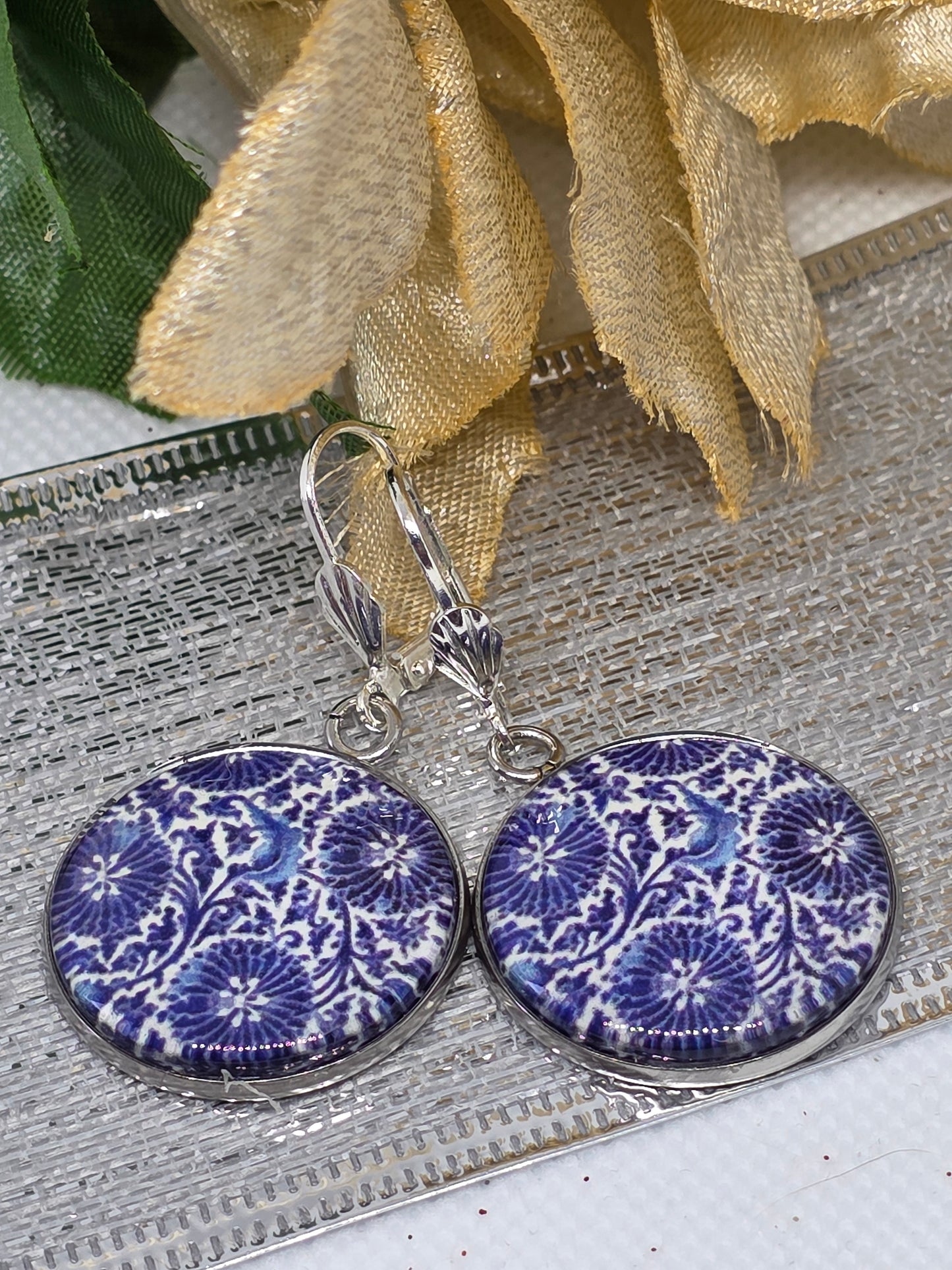 Blue Floral Earrings