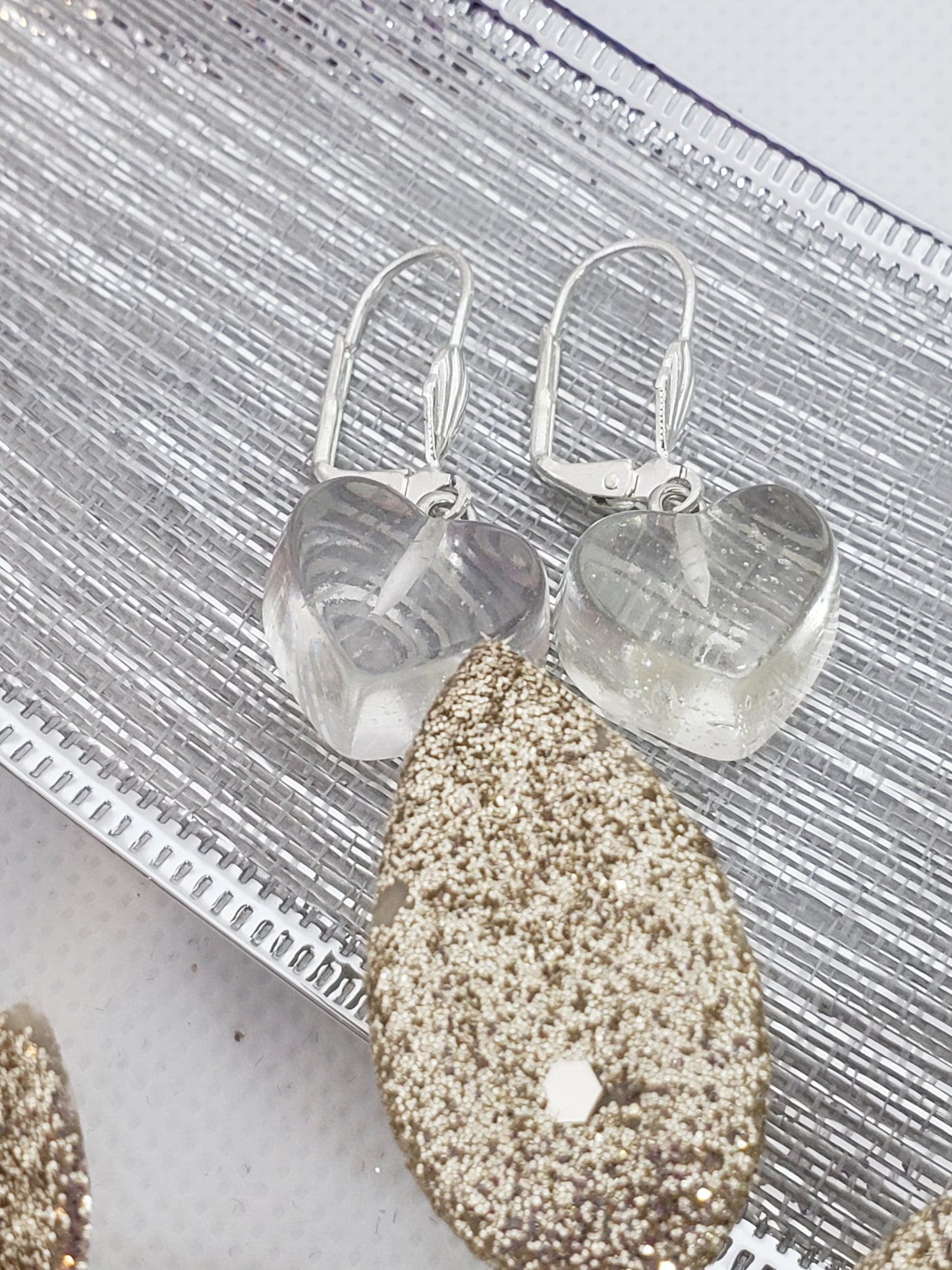 Clear Heart Earrings