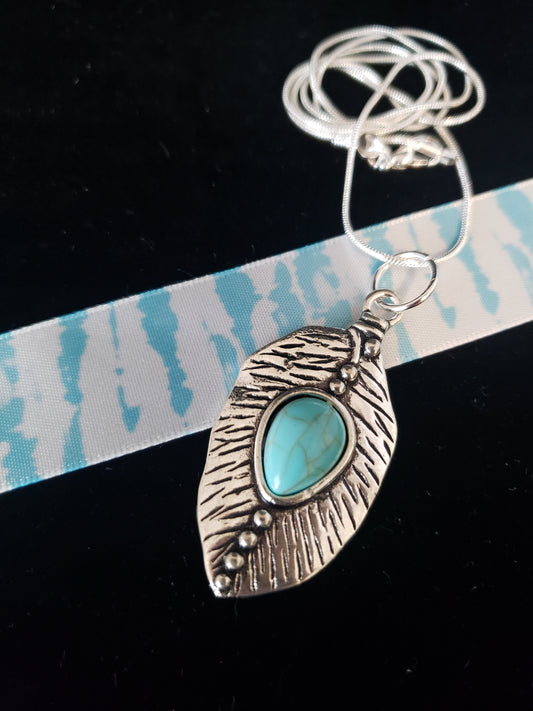 Turquoise Feather Necklace