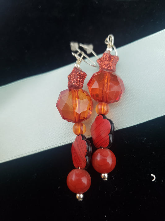 Red Flower Love Earrings