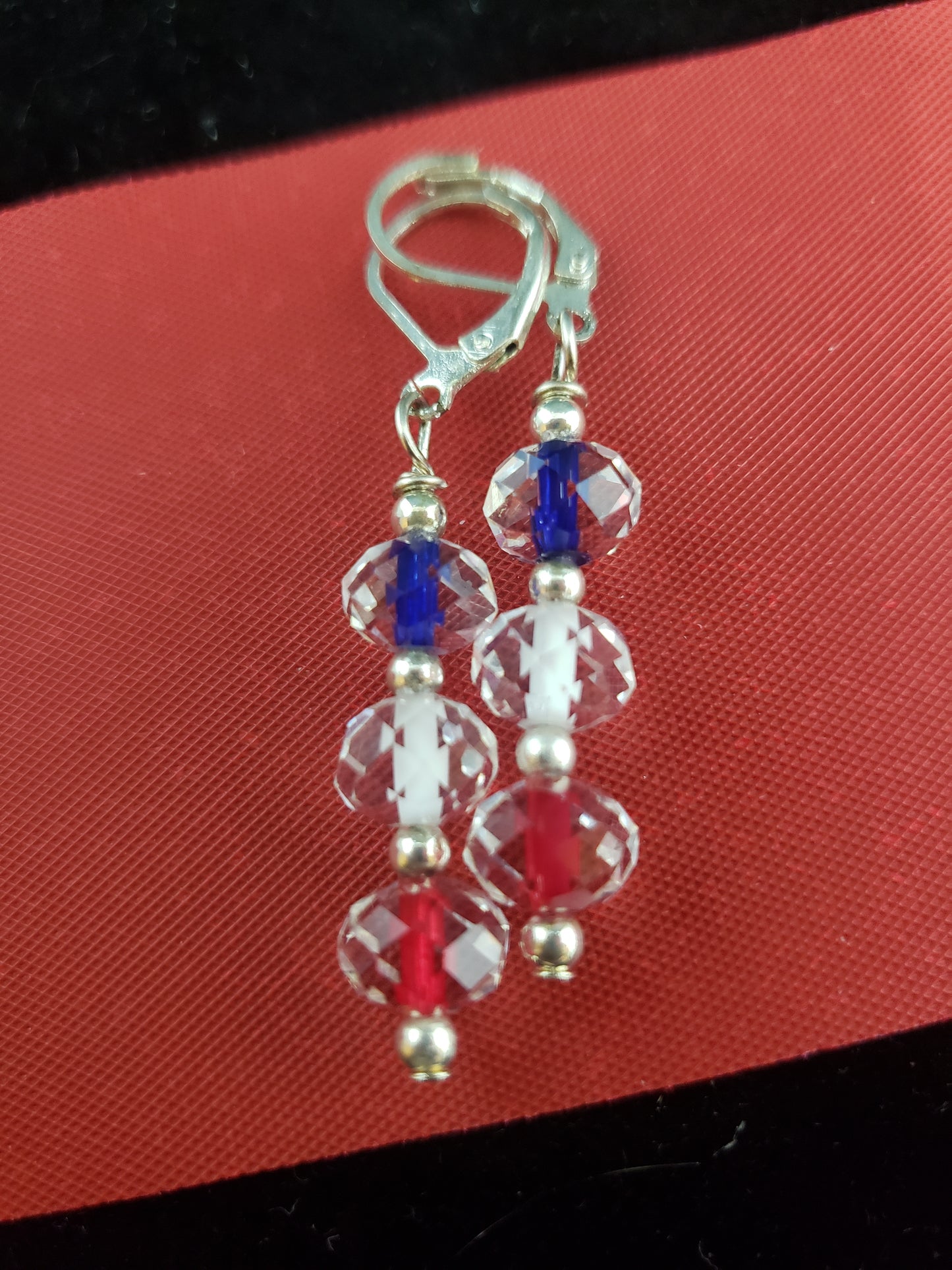 Red, White, Blue Crystal Earrings