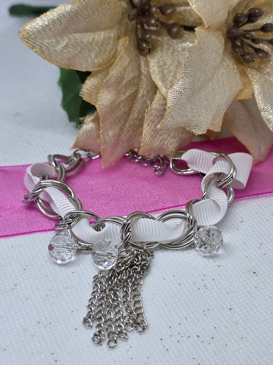 Silver & White Bracelet