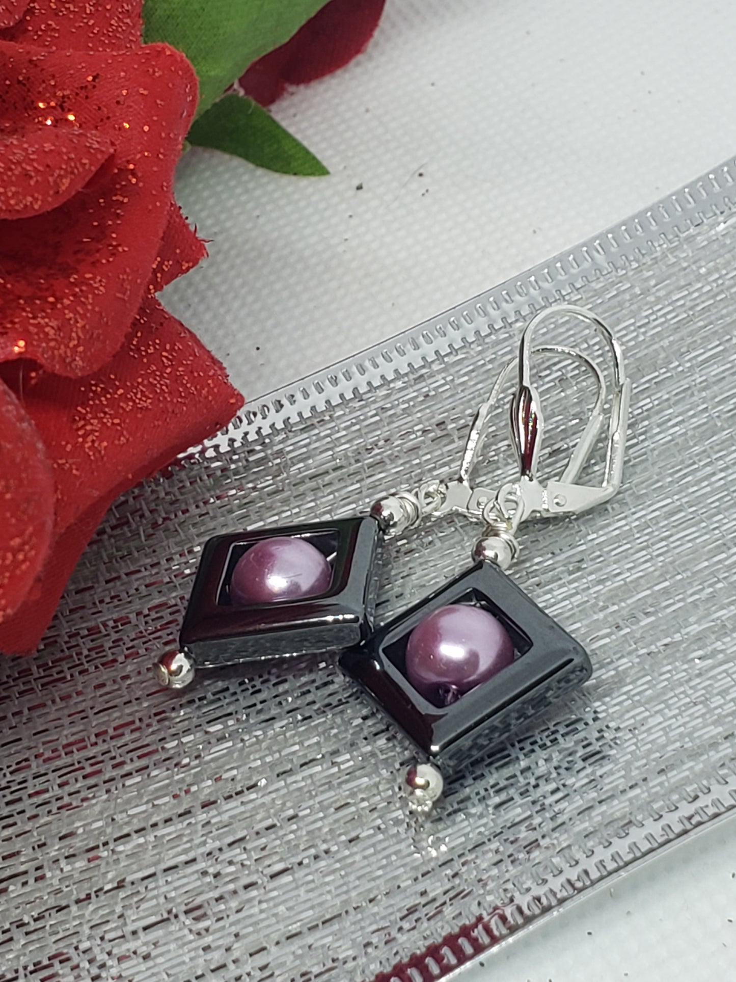Purple Diamond Earrings