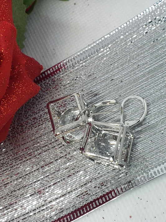 Silver Box Earrings
