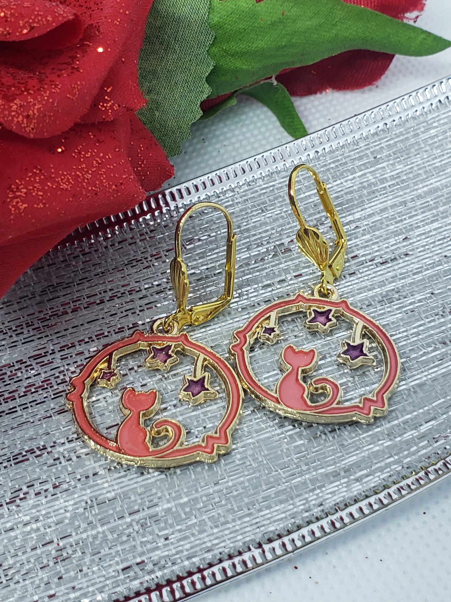 Cat on the Moon Earrings