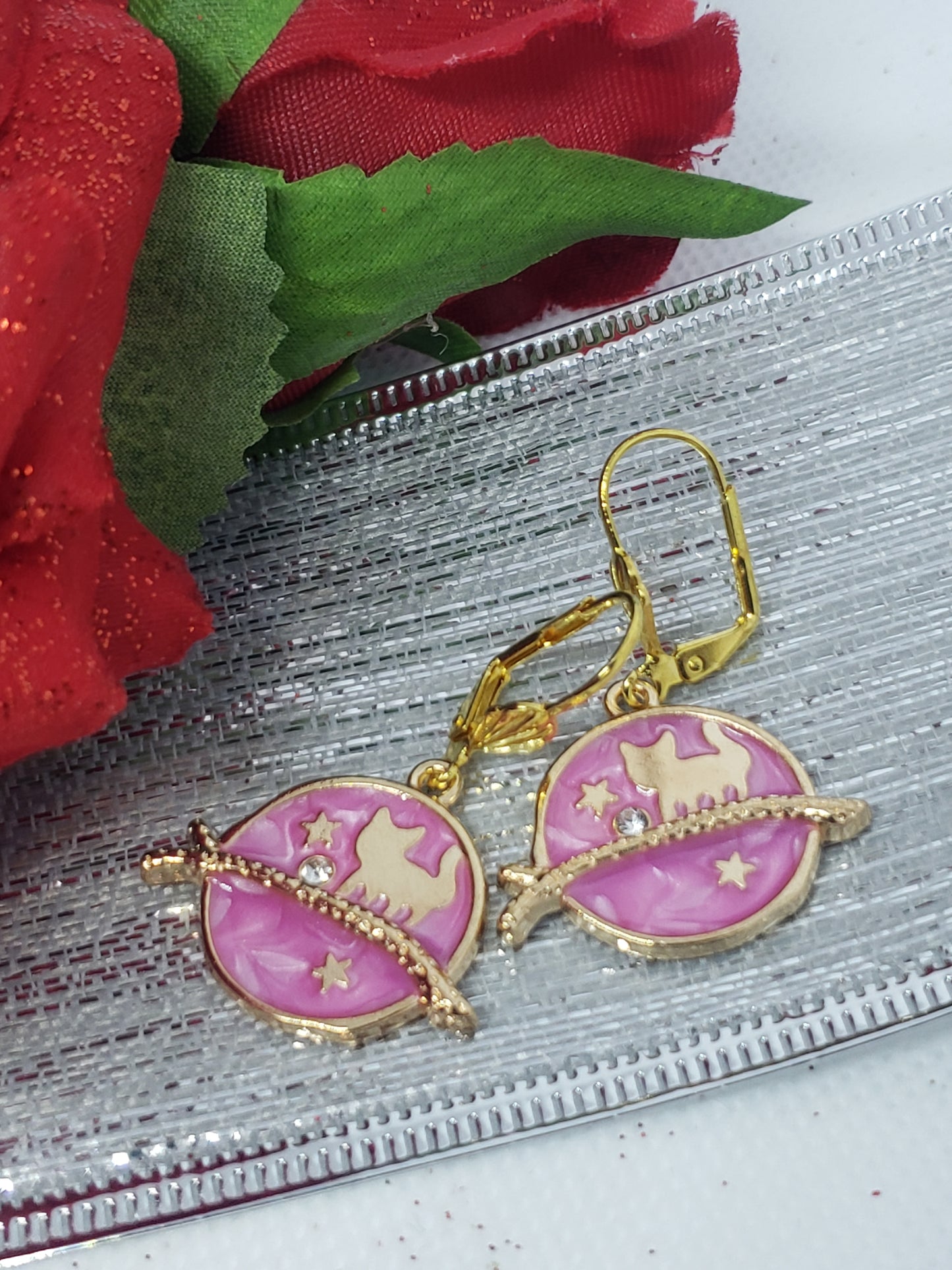 Cat on the Moon Earrings