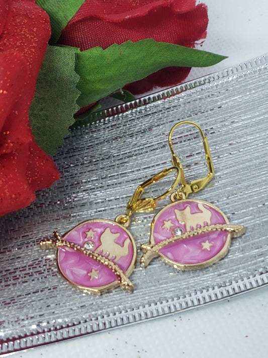 Cat on the Moon Earrings