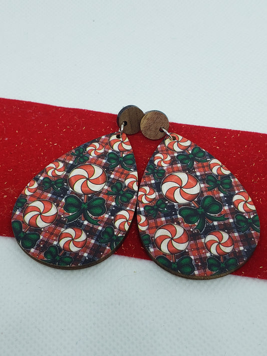 Wooden Christmas Earrings