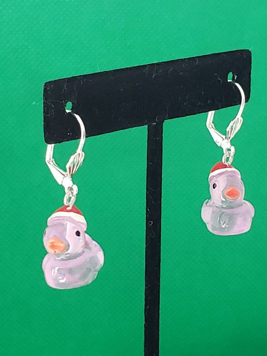 Ducks with Santa Hat Earrings