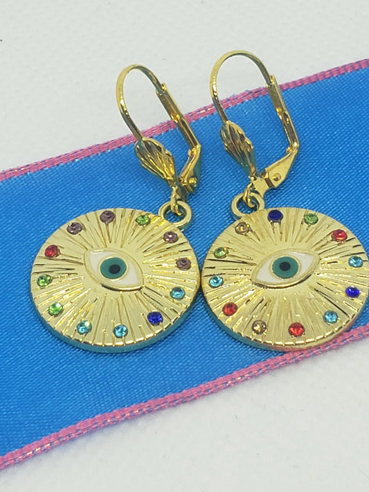 Evil Eye Disc Earrings