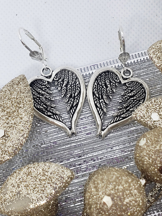 Feather Heart Earrings