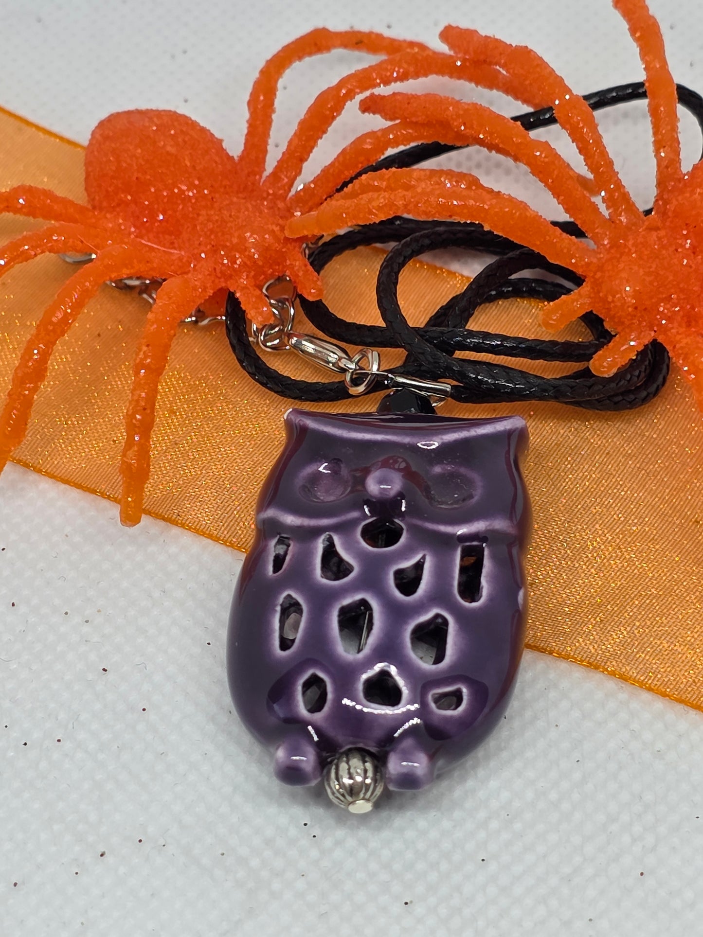 Wing Bat, Web Whisper or Purple Owl Necklace
