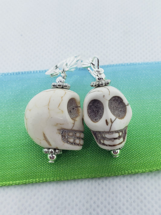 White Skull Earrings