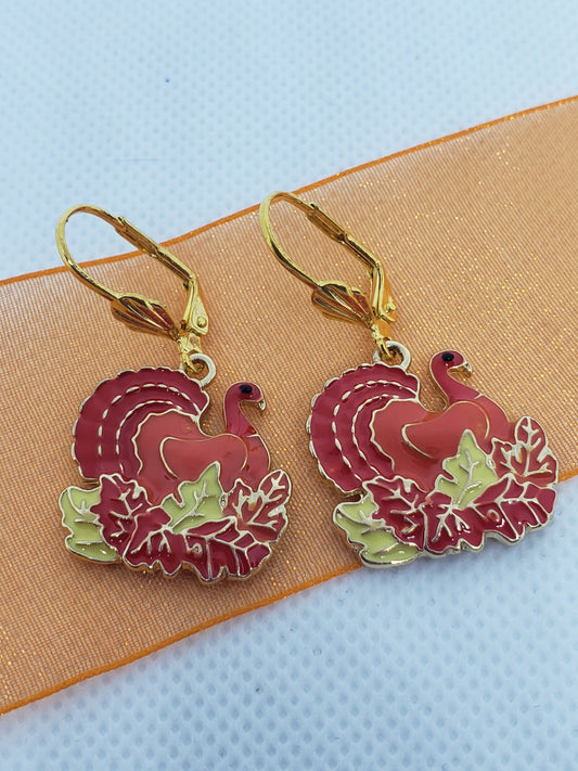 Turkey with Leaves Earrings