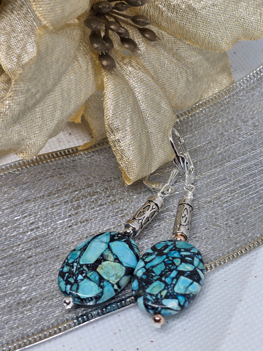 Teal Splashed Earrings