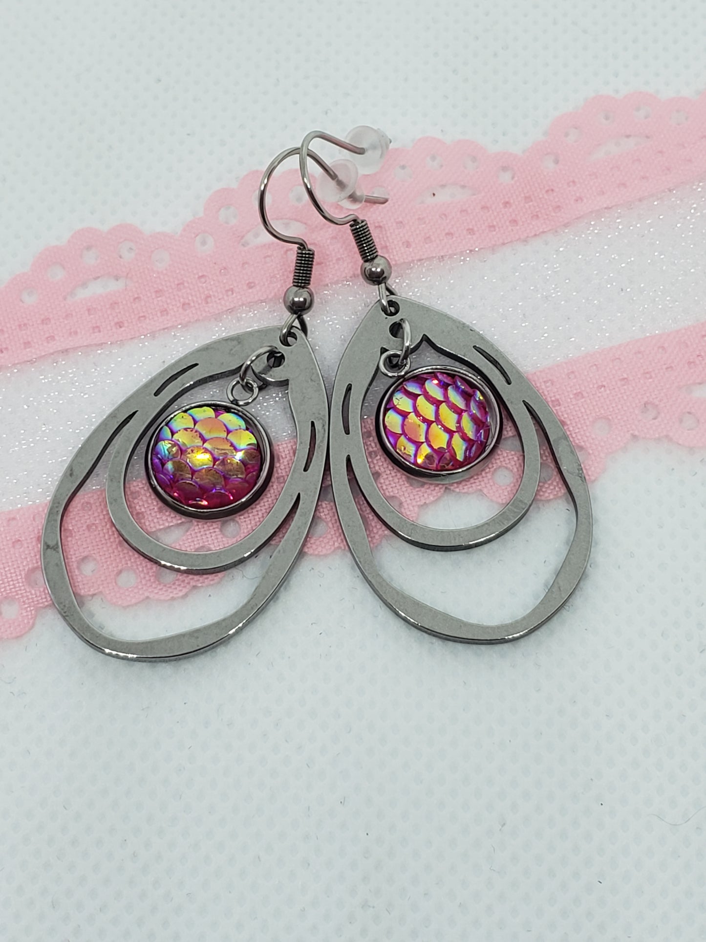 Silver Tide Scale Hoops (4 colors available)