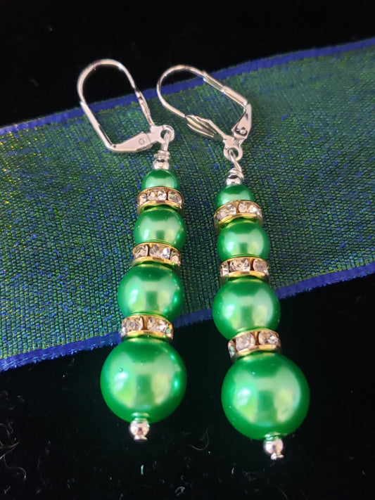 Green Length Earrings