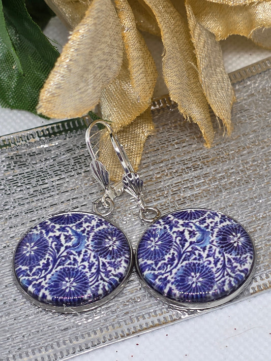 Blue Floral Earrings