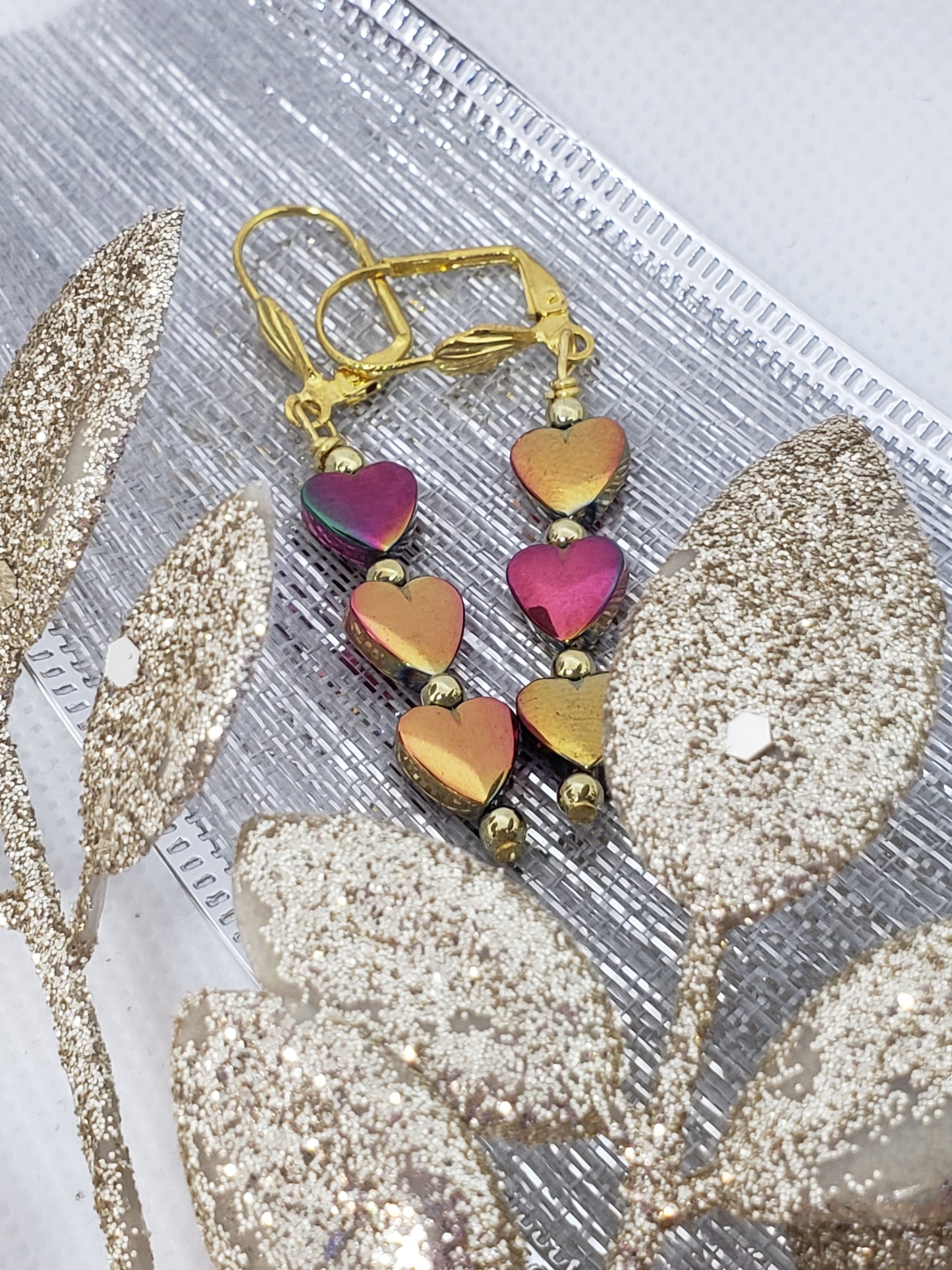 Threes a strike Heart Earrings