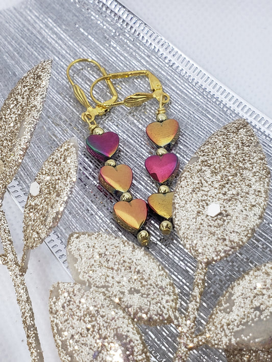 Threes a strike Heart Earrings